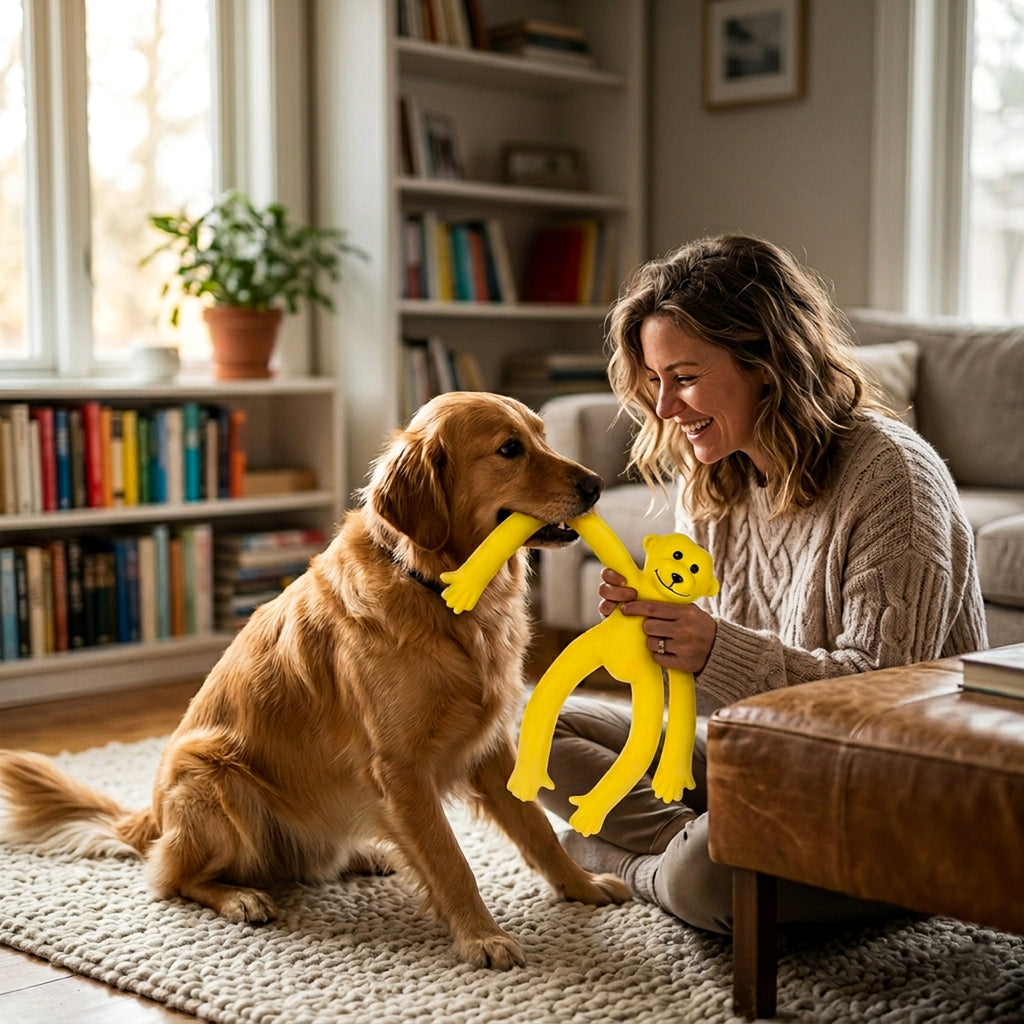 Durable Squeaky Monkey Dog Toy – Premium Latex Rubber Chew Toy for Puppies & Aggressive Chewers | Fun Interactive Pet Play Toy