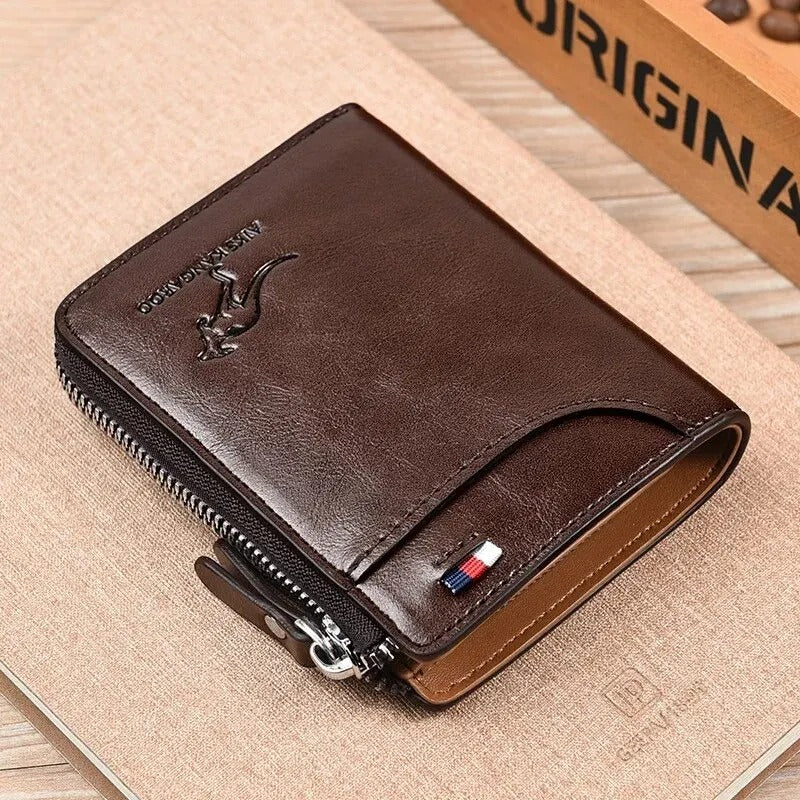 Mens Wallet Leather Business Card Holder Zipper Purse Luxury Wallets for Men